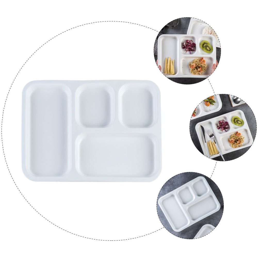 1PC Kid Dinner Plate Ceramic Plate Compartment Plate (12 Inch 4-grid)