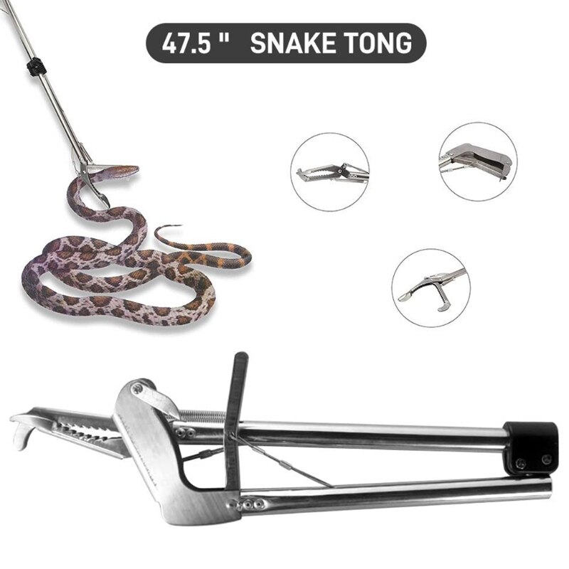 Pinces à serpent robustes, attrapeur de reptiles, en acier inoxydable, mâchoire large avec verrouillage automatique, dents émoussées, pliable S/M/L