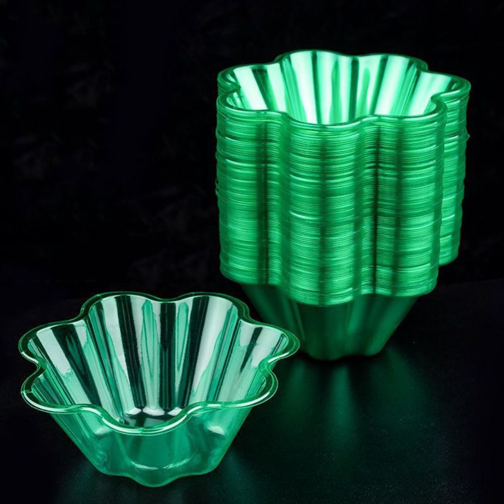 50 plastikowe kubki do lodów w kształcie kwiatka, przezroczyste, jednorazowe, pogrubione, 250ml/300ml kubki do deserów, jogurt: Biały