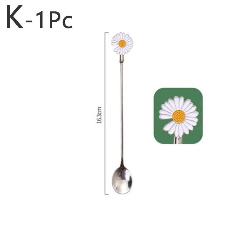 1Pc Rvs Kersenbloesem Lepel Vork Taart Koffie Dessert Thee Ijs Roeren Lepels Leuke Daisy Keuken Theelepel: K