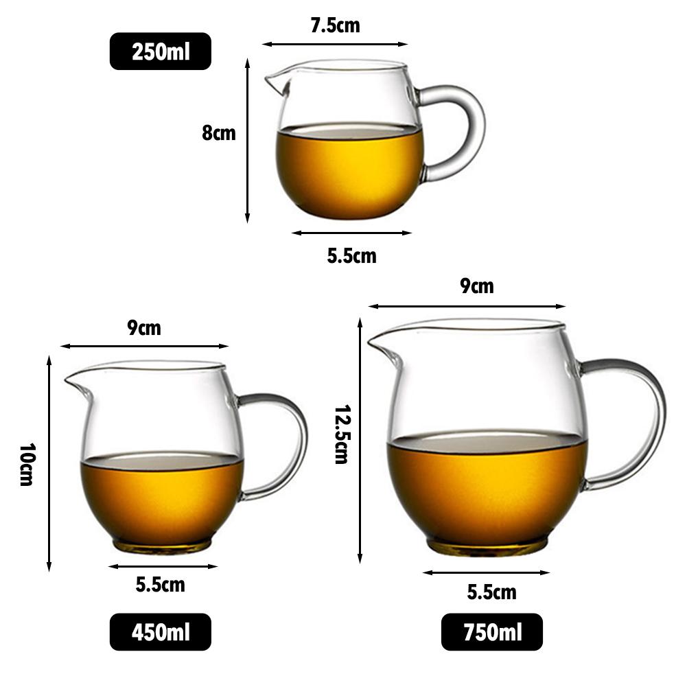 Hittebestendige theepot van helder glas, eerlijke kop cha hai, handgemaakte kungfu-theekopjes, theeservies, gongdao-punten van theeservies met handvat