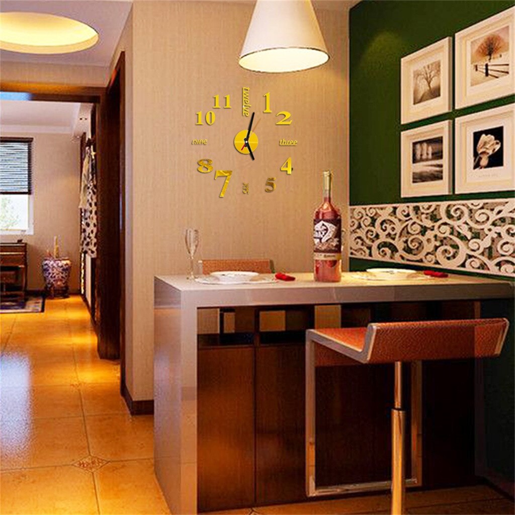 Offre spéciale 3d grand acrylique miroir horloge murale bricolage quartz montre nature morte horloges moderne décoration de la maison salon autocollants