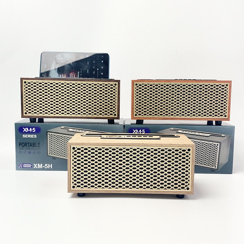Houten Multimedia Bluetooth Speaker Telefoon Stander Klassieke Retro Stijl Draadloze Speaker XM-5H