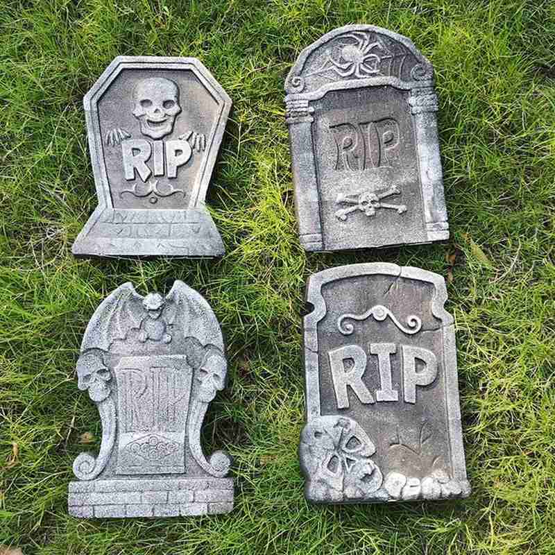 1 Pc Halloween Foam Tombstone Skeleton Tombstone Haunted Grisly Decor Props Rip Yard Party Bar House Decoration Stone Q8L8