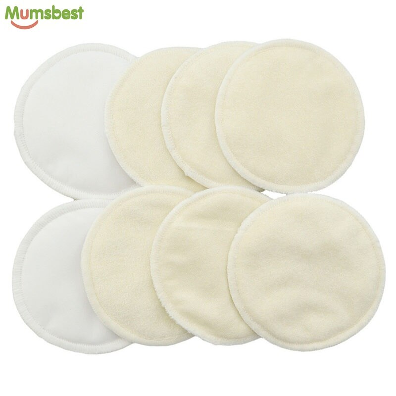 [Mumsbest] 4 PCS Ecological Reusable Nursing pads Bamboo Breast Pads Bamboo Washable Contoured Feeding pads For Women Contoured