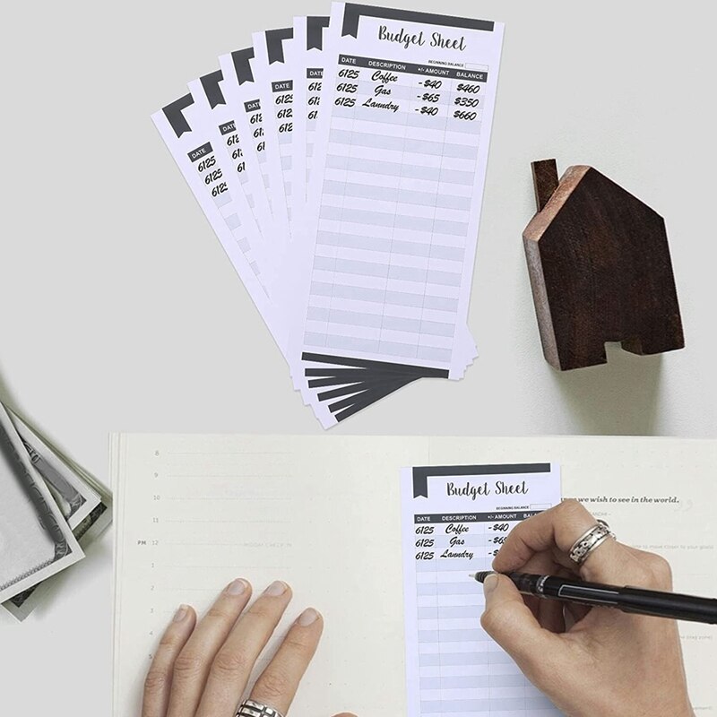 60 Pcs Black Expense Tracking Form Expense Tracker Form Envelope Budget Binder for Personal and Commercial Use
