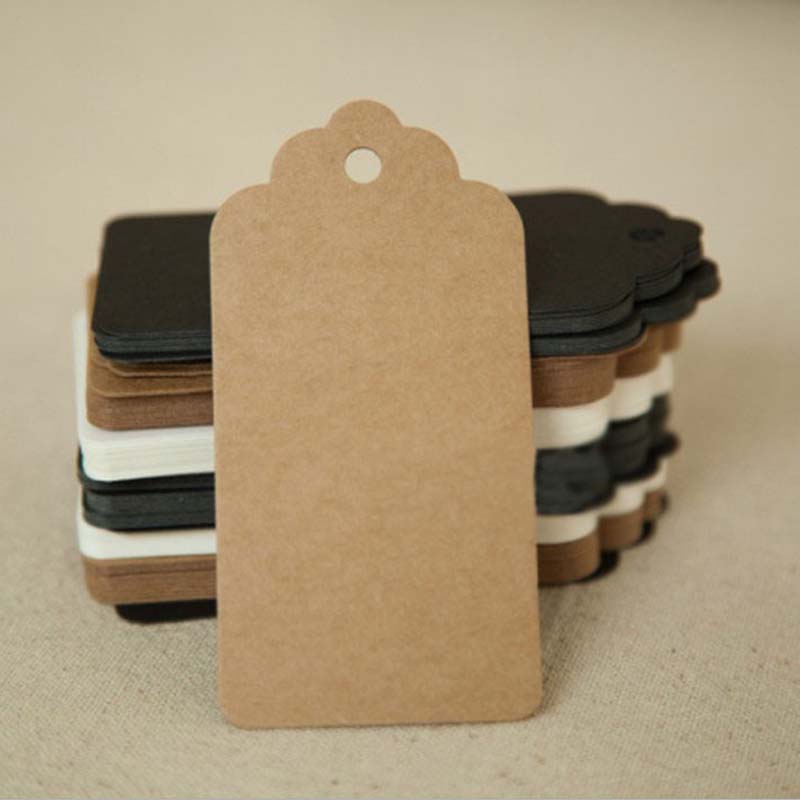 100 stks/partij Verpakking Label Natuurlijke Kraft/zwart/wit Papier Tags Voor Giften DIY Wedding Decorating Tag RQX