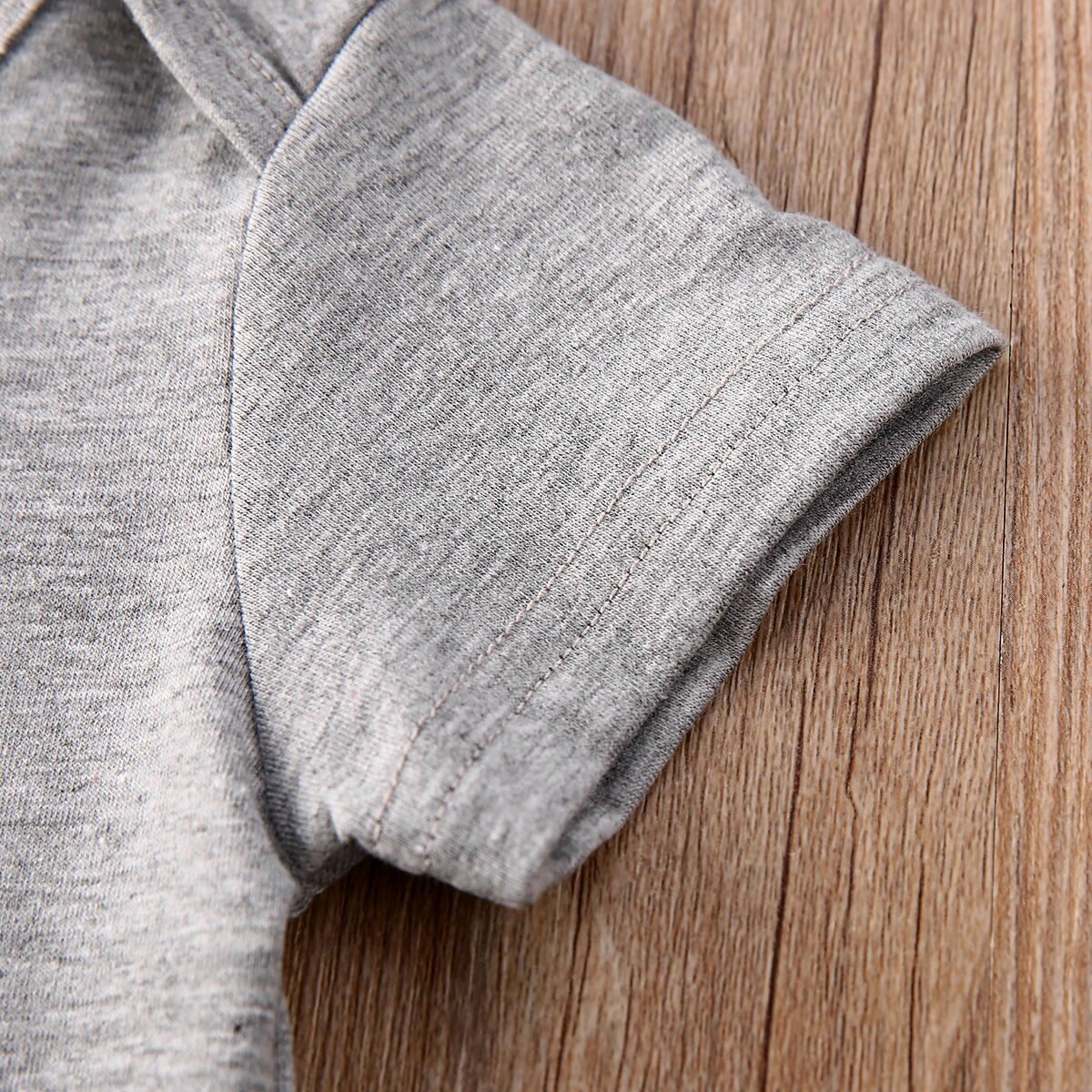 Summer 0-18M Newborn Baby Boys Girls LOVE MY GRANDMA Letter Print Short Sleeve Bodysuit Gray Infant Toddler Outfits