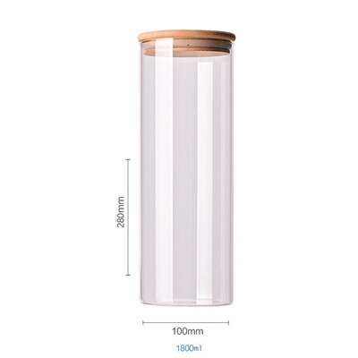 Lagertank mat container bambus dekket høy borosilikat mat forseglet glass tank kjøkken diverse korn lagertank: 15