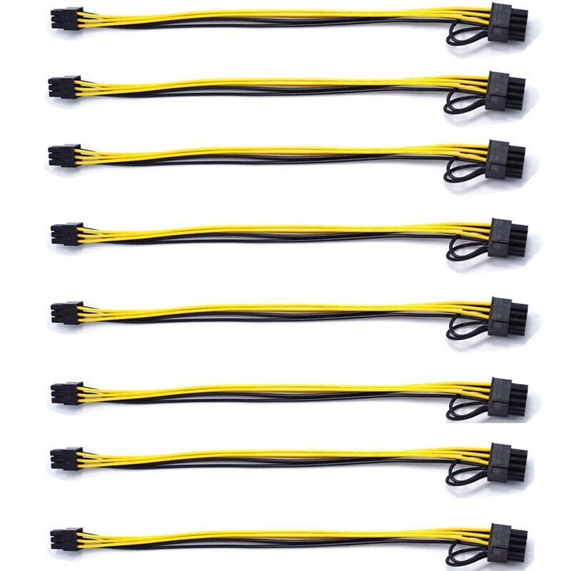 PCIe 6 Pin Male to 8 Pin (6+2) Male PCIe Adapter Power Cable PCI Express Extension Cable 12.5 Inches: Style 1