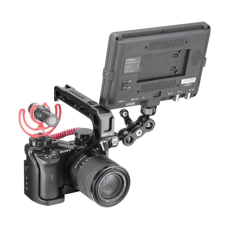 UURig Vlog Camera Kooi voor Sony A6600 met 1/4 3/8 Draad Gat om LED Licht Aluminium Beschermende Kooi om Microfoon W Top Handvat