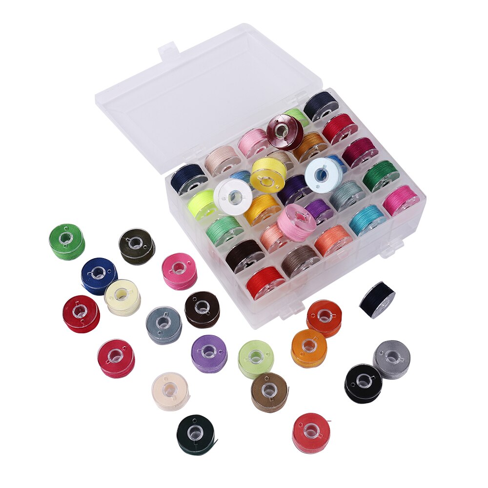 INNE 50 Bobbins Sewing Thread Machine Threads Stitch Supplies Set Embroidery Box Spool Accessories Kit Handmade Colorful DIY