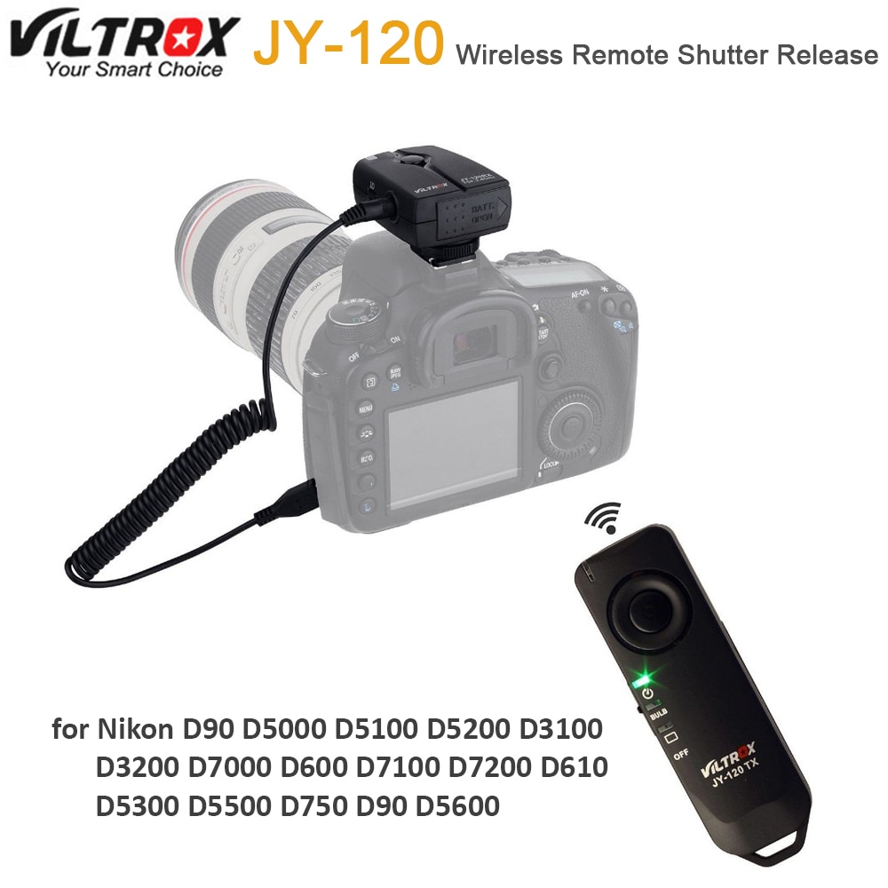 Viltrox JY-120-N3 Câmera Sem Fio Obturador Controle Remoto para Nikon D3300 D3200 D5600 D5300 D5500 D7100 D7200 D750 DSLR