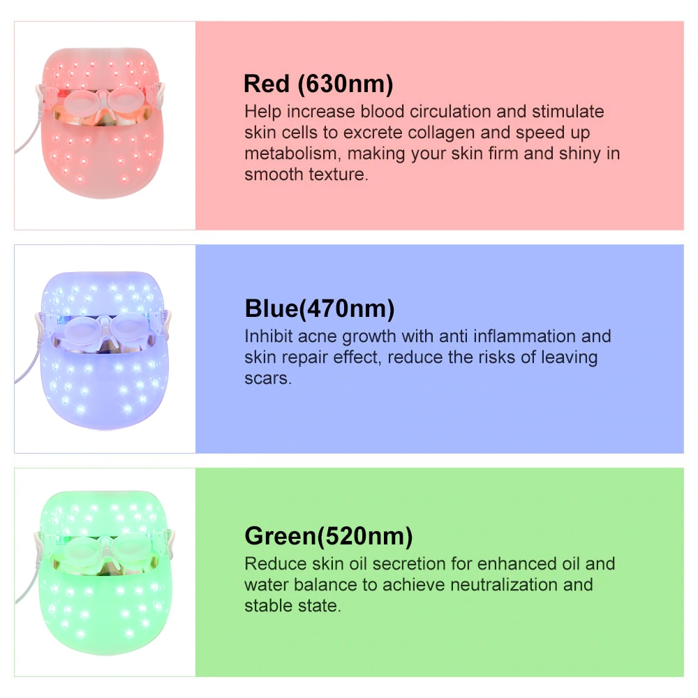 7 Colors Light Therapy Facial Led Mask Facial Beauty Skin Rejuvenation Electroporation Led Photon Reduce Wrinkle Beauty Skincare