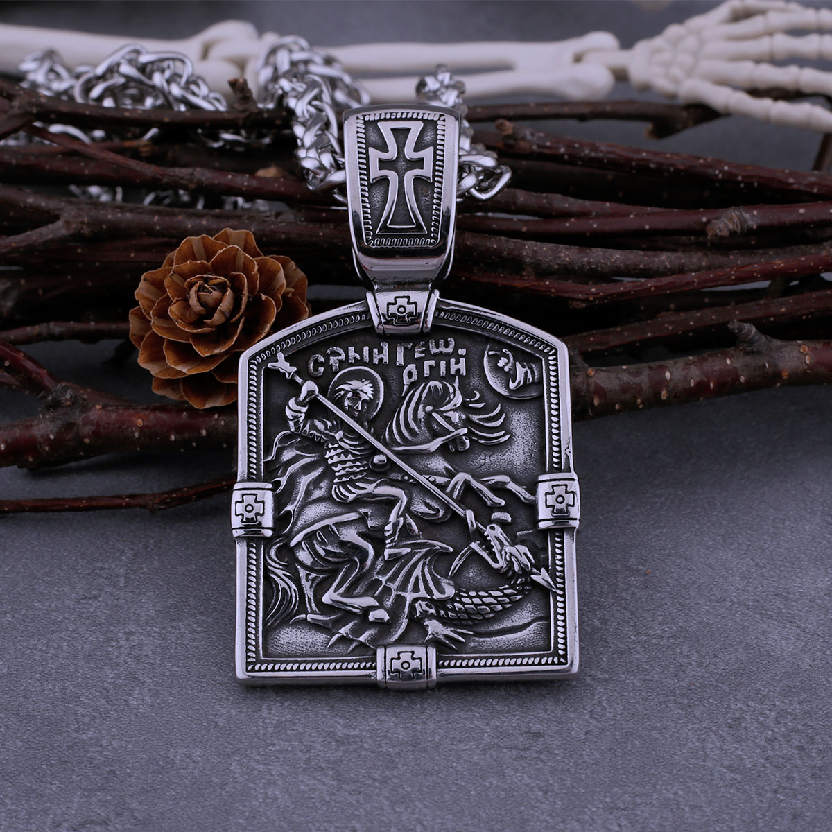Rvs Retro Religieuze Heilige Warrior Ketting Mannen En Vrouwen Terug Bijbel Cross Amulet Biker Hanger Ketting Sieraden