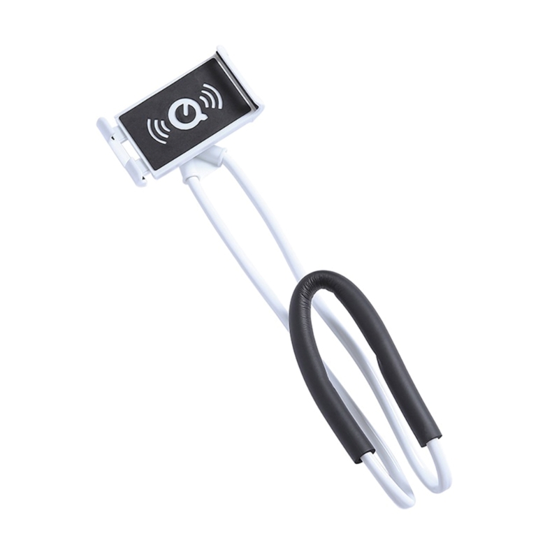 Soporte para teléfono móvil colgado en el cuello mejorado manos libres soporte para teléfono móvil Clip en la cama/mesa soporte: Blanco