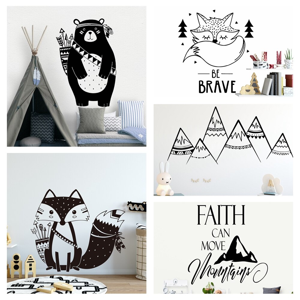 Lovely Fox Animal Wall Sticker Decals for Kids Rooms decoration Wallpaper Baby Room Decor Decal stickers Animals Mural