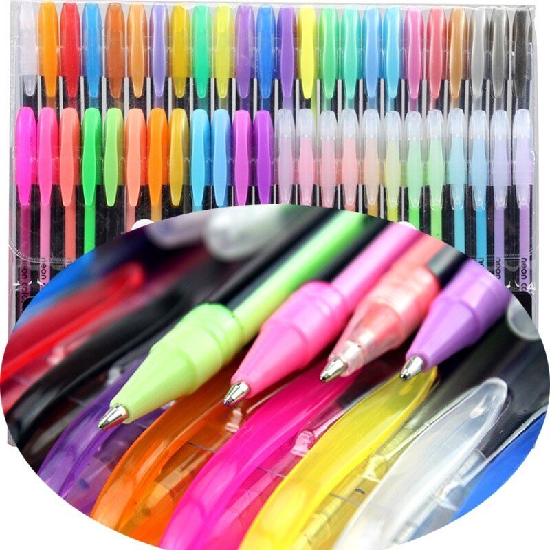 Juego de rotuladores de colores con purpurina para dibujo, bolígrafos de Gel de colores Pastel, neón, papelería para oficina y escuela, 48 Uds.