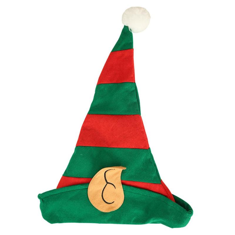 Orejas de elfo de Navidad dibujos animados creativos rojo verde rayas sombrero Festival Año Decoración Accesorios: A