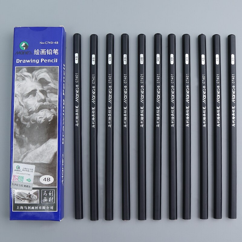 Marie's 12Pcs Sketch Pencil Set Sketching Drawing Kit Wood Charcoal Pencil For Painter School Students Art Supplies
