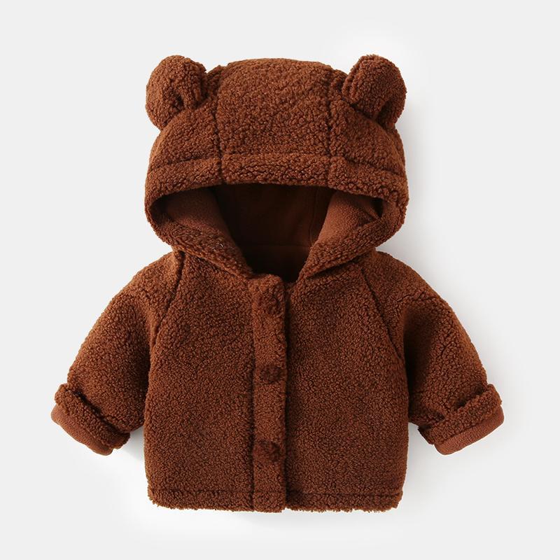Herfst/Winter Jongens Meisjes Kasjmier Jas Comfortabele Leuke Baby Pasgeborenen Hooded Winter Jassen Kleding Kinderen Kleding: Bruin / 18m