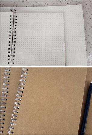 A5 Bullet Notebook Hardcover Kraft Cardboard Dot Grid Spiral Coils Journal Diary