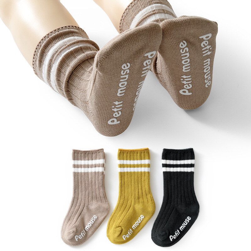 3 pièces/lot bébé bambin chaussettes anti-dérapant Silicone chaussettes bas bébé garçons chaussettes pour 0-3 ans enfants enfants chaussettes