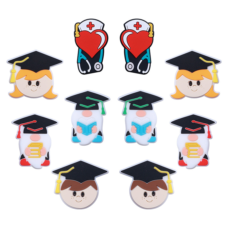 10Pcs Silicone Beads Learing Supplies Drawing Board Focal Loose Beads for Jewelry Making DIY Bracelet Keychain Accessories