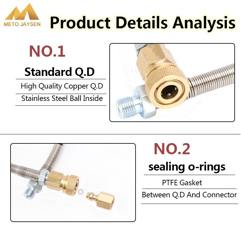 50CM M10x1 Nylon Schlauch Hochdruck Schlauch mit Verdickt Schnell Trennen und Kupfer Weibliche Stecker für Luft Nachfüllen 300Bar 4500Psi