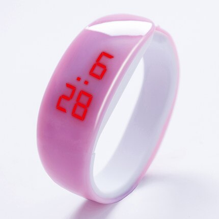 Dame LED montre ovale lumière rouge affichage femmes montres jolie numérique Bracelet montres Relogio masculino horloge: pink