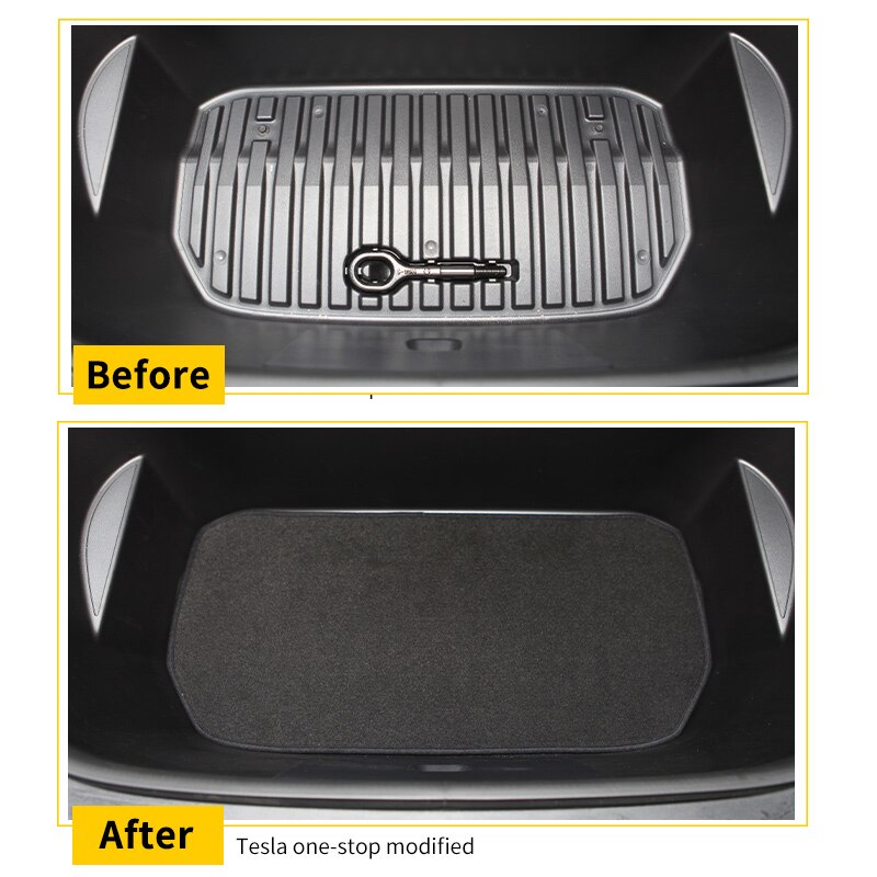 Voor Tesla Model Y Kofferbak Mat Zachte Flanellen Stofdicht Auto Voor & Achter Cargo Tray Kofferbak Beschermende Pads