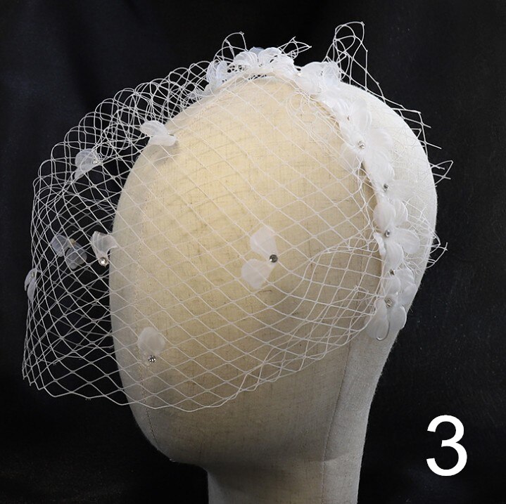 White Face Veils Bridal Big Bowknot Headband Net Birdcage Veil Charming Wedding Party Hair Accessories Fascinator: 3