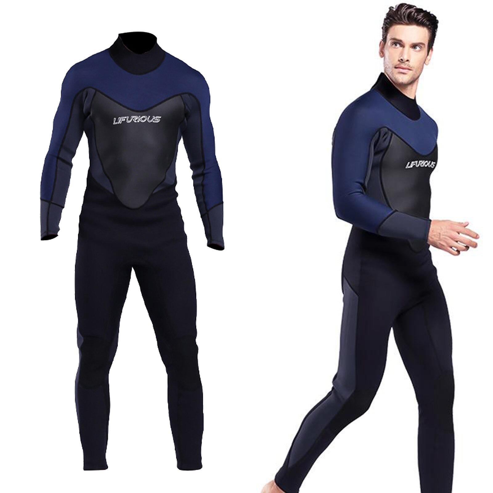 Men Neoprene Diving Scuba Wetsuit One-Piece Jumpsuit Full Body 3mm Sailing: L
