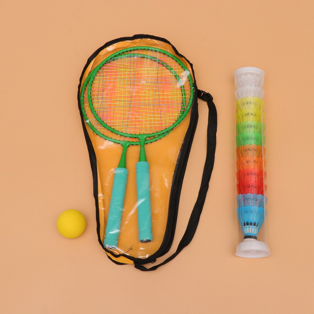 Børn runde badminton ketcher sæt børn badminton træningsværktøj udendørs interaktive ketcher til børn (azurblå , 12 stk badminton,