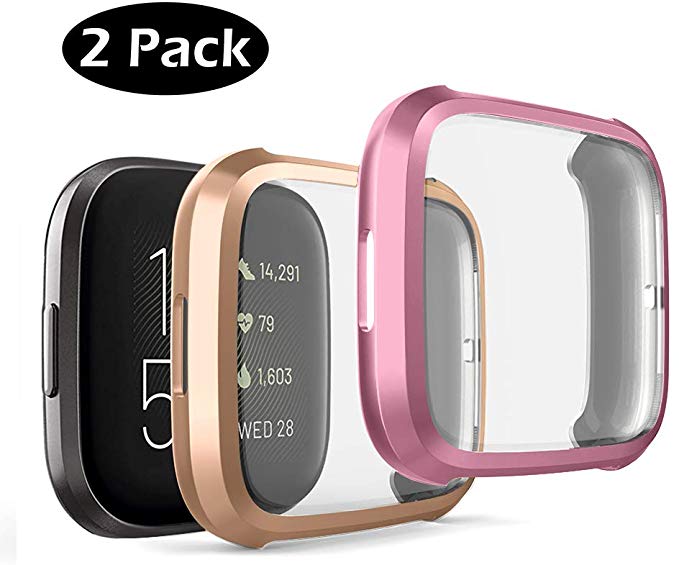2pack Soft Tpu Case for Fitbit Versa 2 versa Band Waterproof Watch Shell Cover Screen Protector for Fitbit Versa 2: 8