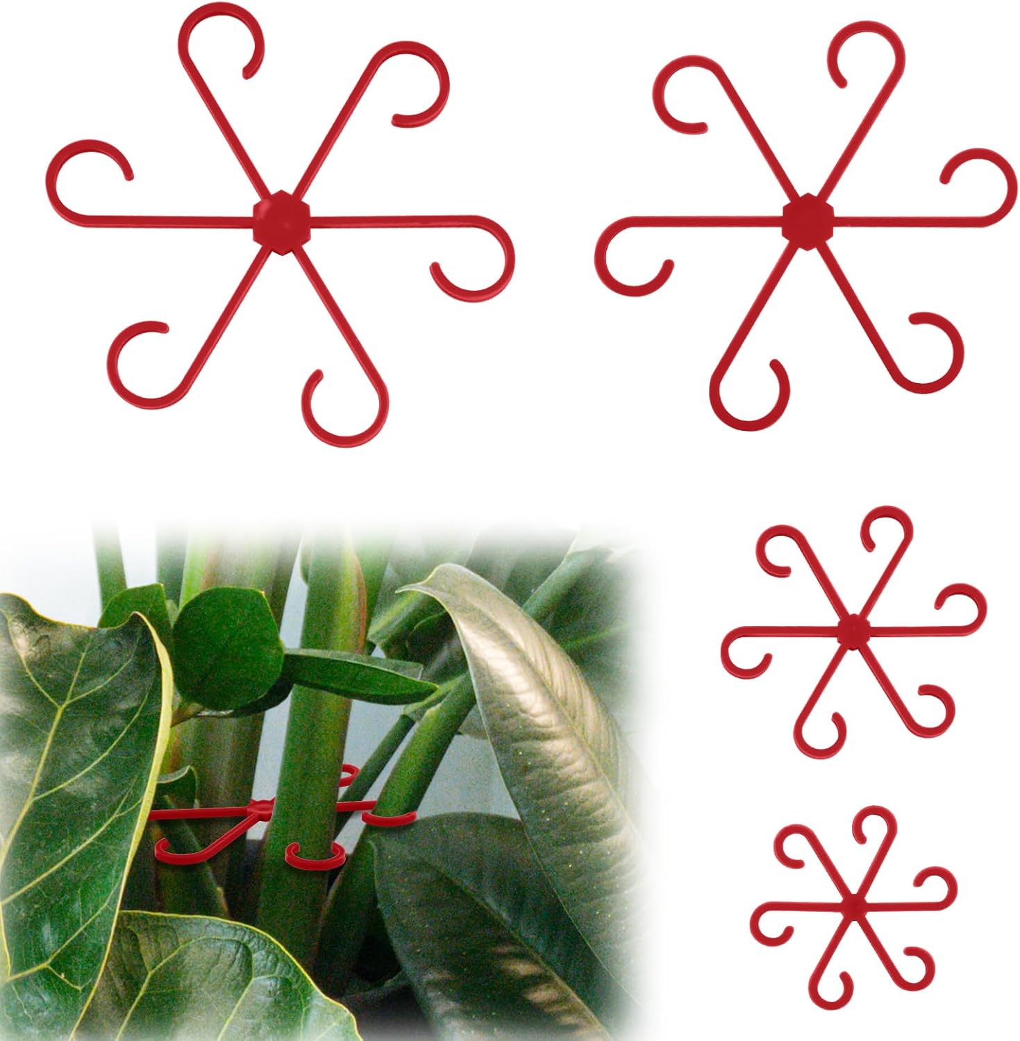 4/8PCS Flower Plant Stem Support Stakes Climbing Houseplant Stand Frame Plastic Garden No Stake Trellis Plant Holder Rack Hoops: 4XL / Brown