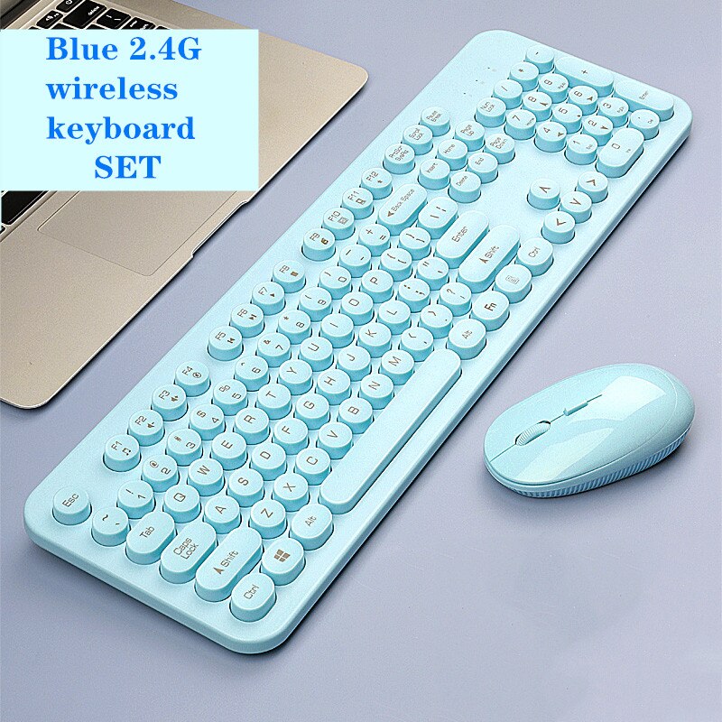 2.4G Wireless Keyboard and Mouse Protable Mini Keyboard Mouse Combo Set For Notebook Laptop Mac Desktop PC Computer: Blue set