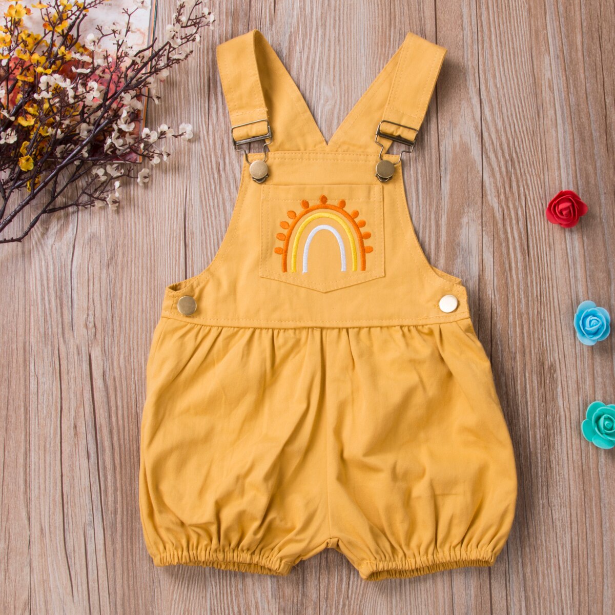 Cute Toddler Kid Baby Girl Overalls Romper Clothes Rainbow Print Sleeveless Jumpsuit Overalls Bib Pants Outfit