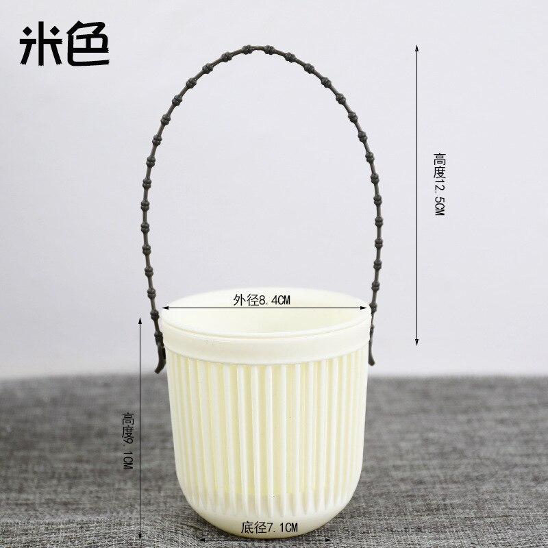 Plastic Resin European-style Engraved Distressed Outdoor Planting Pot Gallon Pot Nursery Pot Plastic Pots for Seedlings: Beige