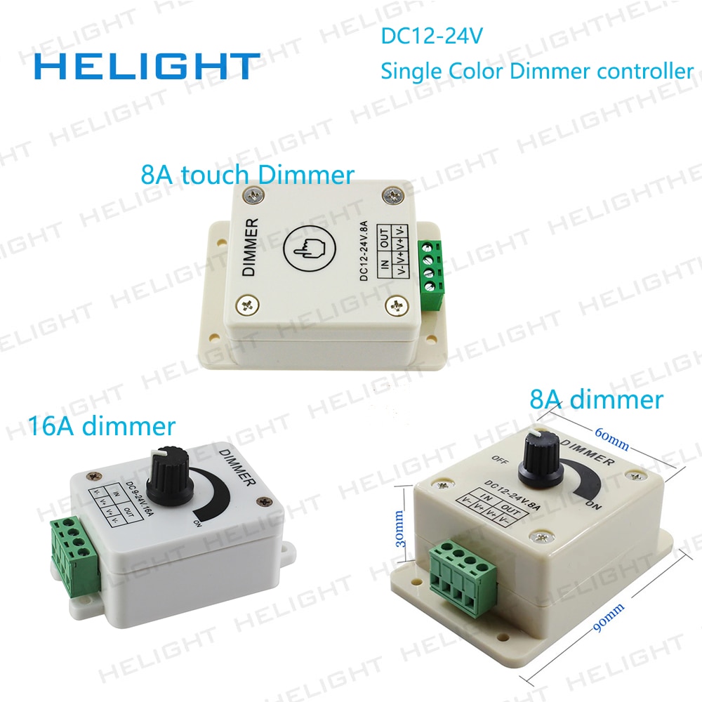 LED Dimmer controller touch dimmer controller DC12-24V 8A/16A Rotation Helligkeit adjustabe Dimmer Controller für 50502528 Streifen