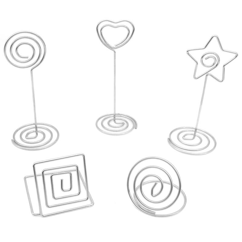 30 stk bordnummerholdere bordkortholdere fotostativer memo clips til fester bryllup kontor , 5 assorterede designs til mul