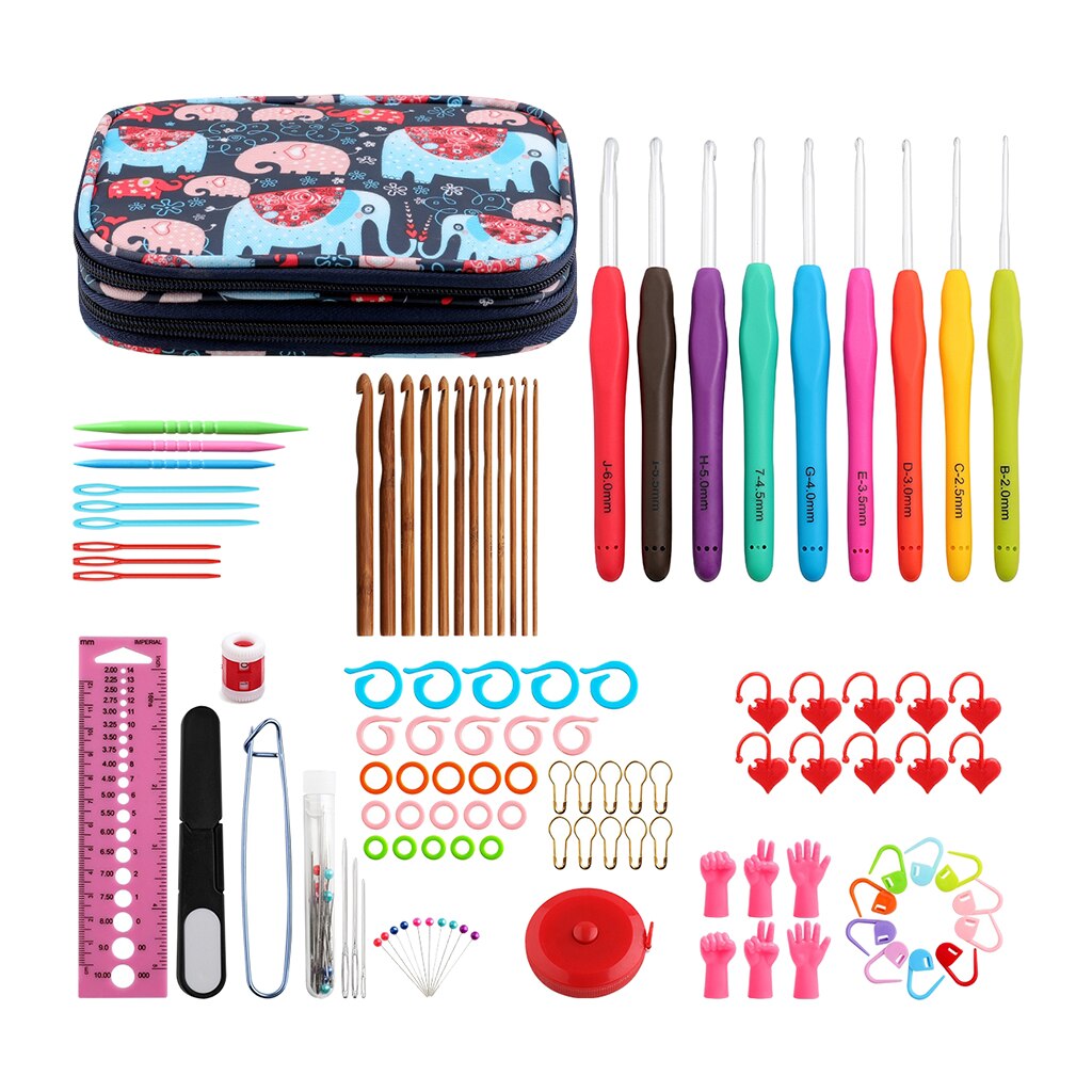 110PCS/SET Crochet Hook Set With Yarn Knitting Needles Sewing Tools Set Knit Gauge Scissors Stitch Holder Hook For Knitting