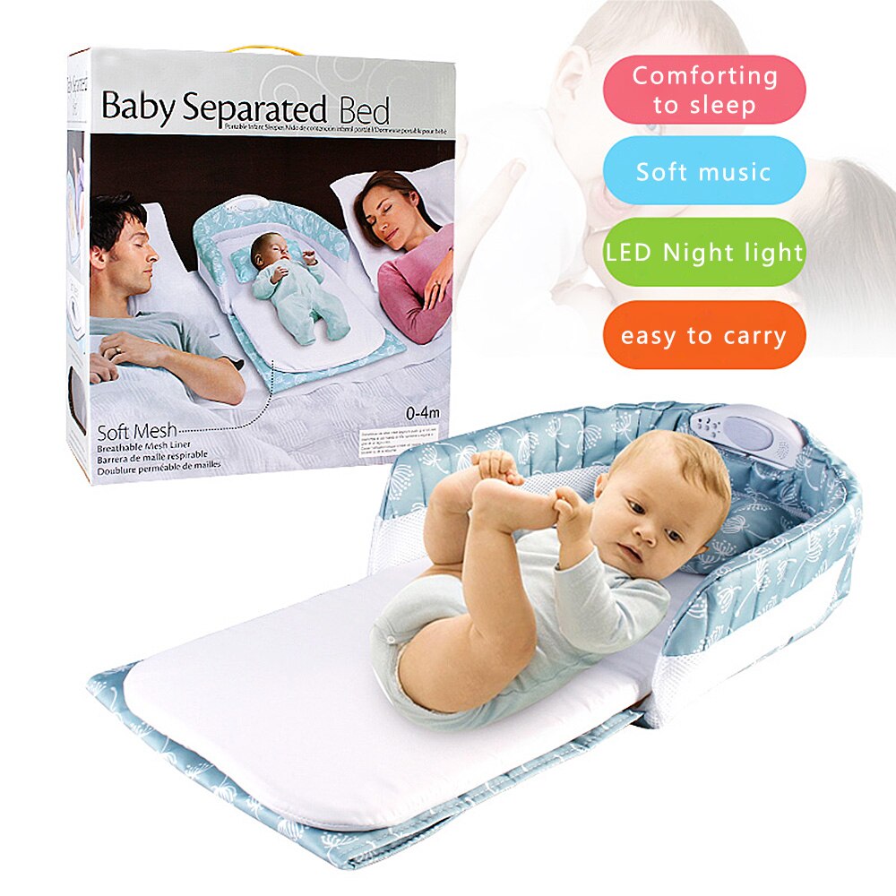 Tragbare Separaten Bett MusicLight Multifunktionale Krippe Energie Baby Schlaf Reise bett Unabhängige Schlaf Löwenzahn Trennung Bett