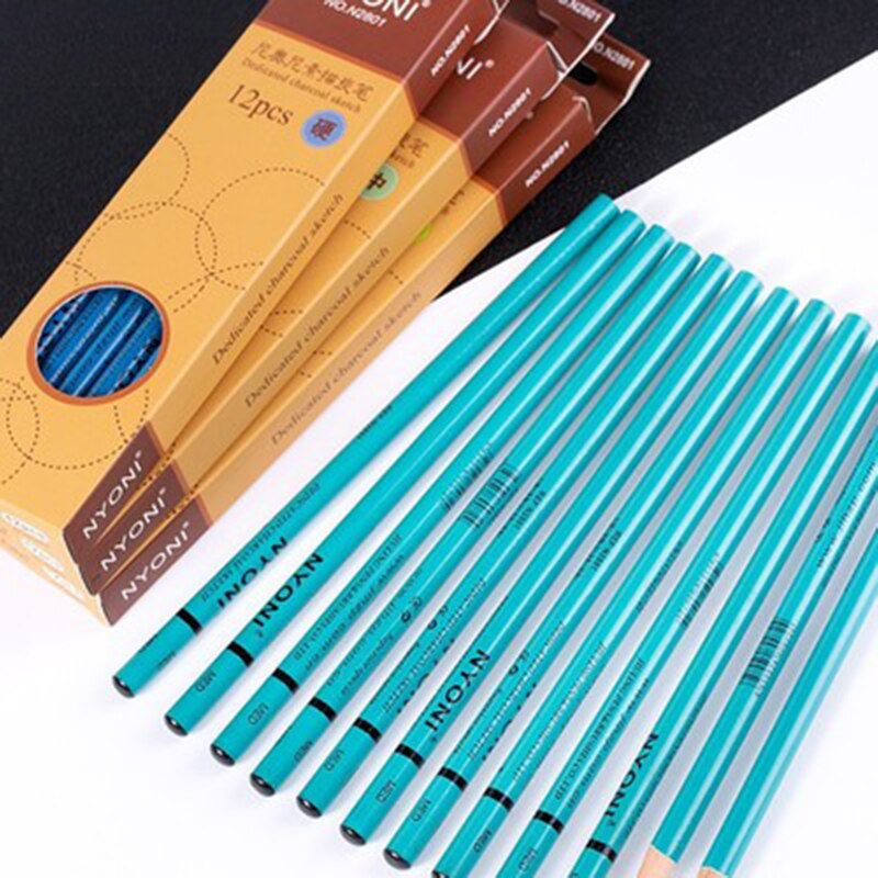 12pcs Sketching Charcoal Pencil Drawing Carbon Pencil Set Soft /Medium/Hard Charcoal Pencils Art Supplies