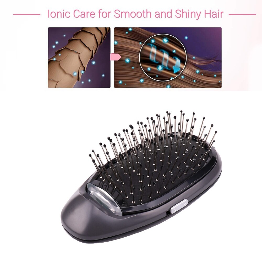 Portable Ionic Hairbrush Electric Hair Brush Anti-static Magic Negative Ion Hair Massage Comb More Frizz Hair Styling Tool