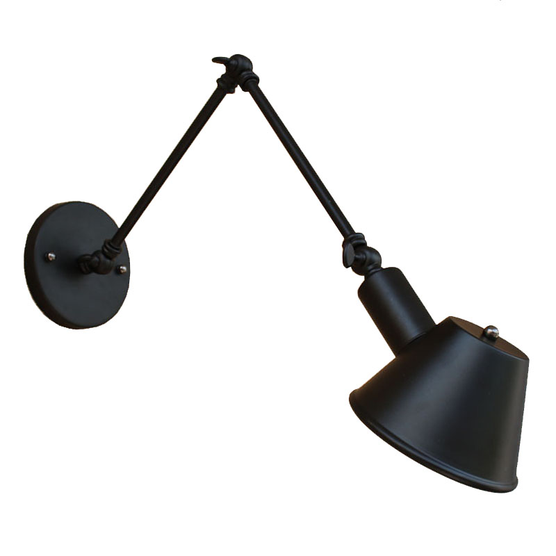 Retro Industriële wandlamp Verstelbare Lange Arm Vintage Ijzeren Muur Lamp Antieke Zwarte Wandlamp Met 40 w Edison Lamp voor Slaapkamer