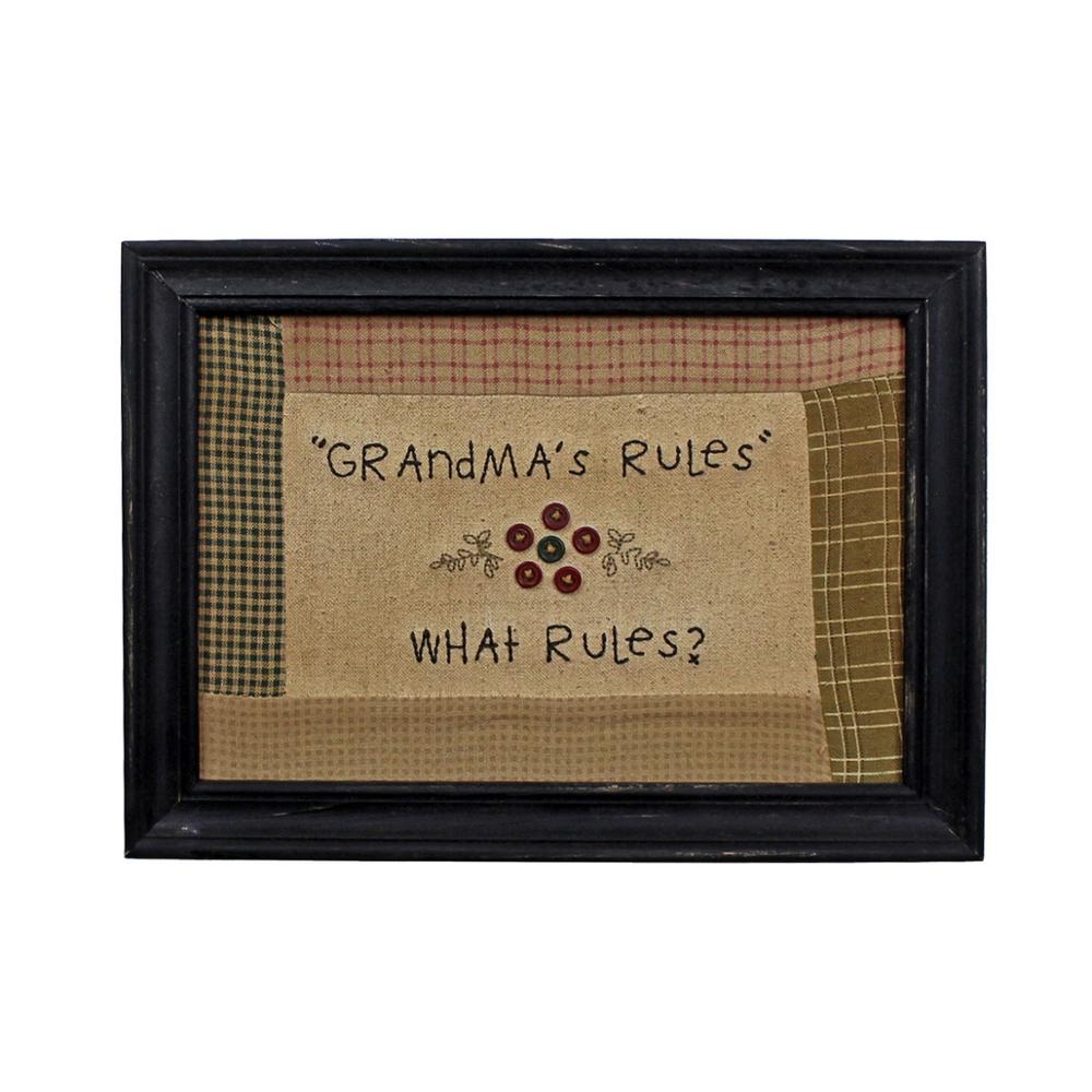 Primitieven Vintage Oma 'S Regels Stitchery Frame Muur Opknoping Decoratie Art, 11X8 Inch
