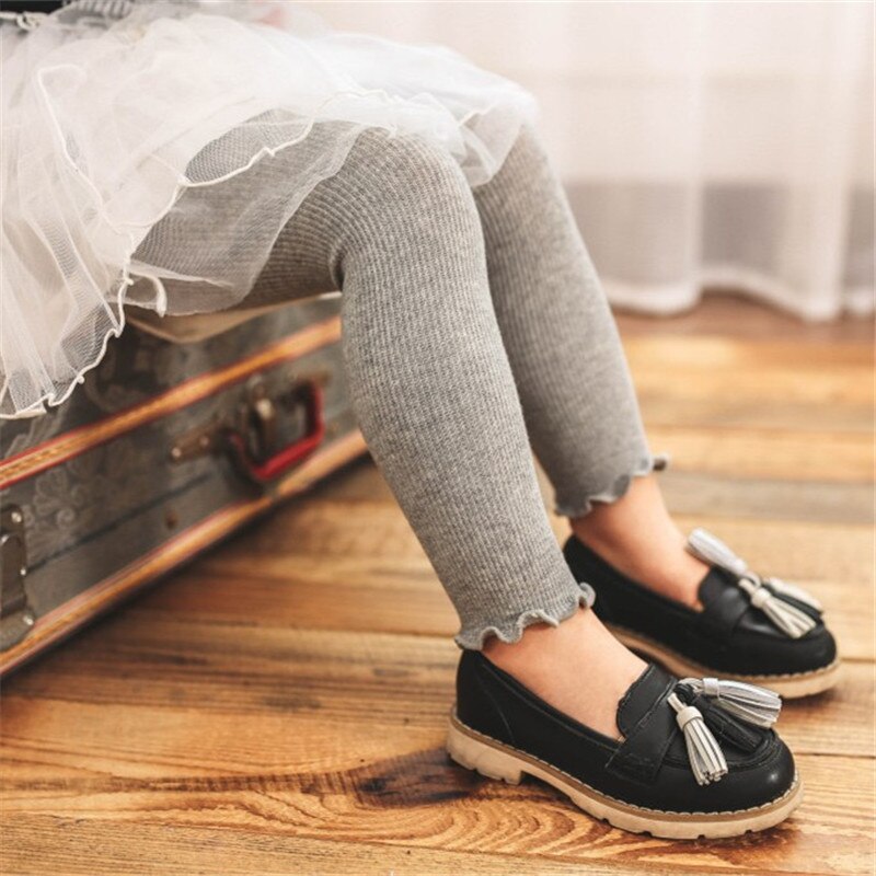 Baumwolle Baby strumpfhosen freundlicher Hosen Jungen mädchen streifen gestrickte Gamaschen freundlicher neuheit lässig Gamaschen: grau / L 4-5Y