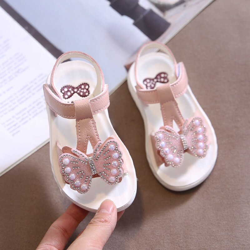 Summer Children Toddler Baby Kids Sandals For Little Girls PVC Butterfly Pink White Beach Princess Shoes 1 2 3 4 5 6 Years old: 30