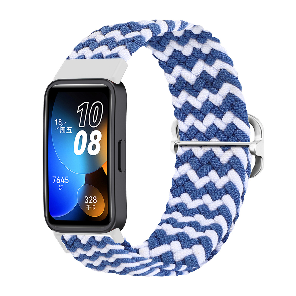 Gevlochten Solo Loop Voor Huawei Band 9 8 7 Band Verstelbare Smartwatch Accessoires Elastische Nylon Armband Correa Huawei Band8 Band: Wit Licht Pur / 16mm